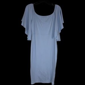 ASOS Light Blue Flutter Sleeve Bodycon Midi Dress Square Neck Size 10 06288626